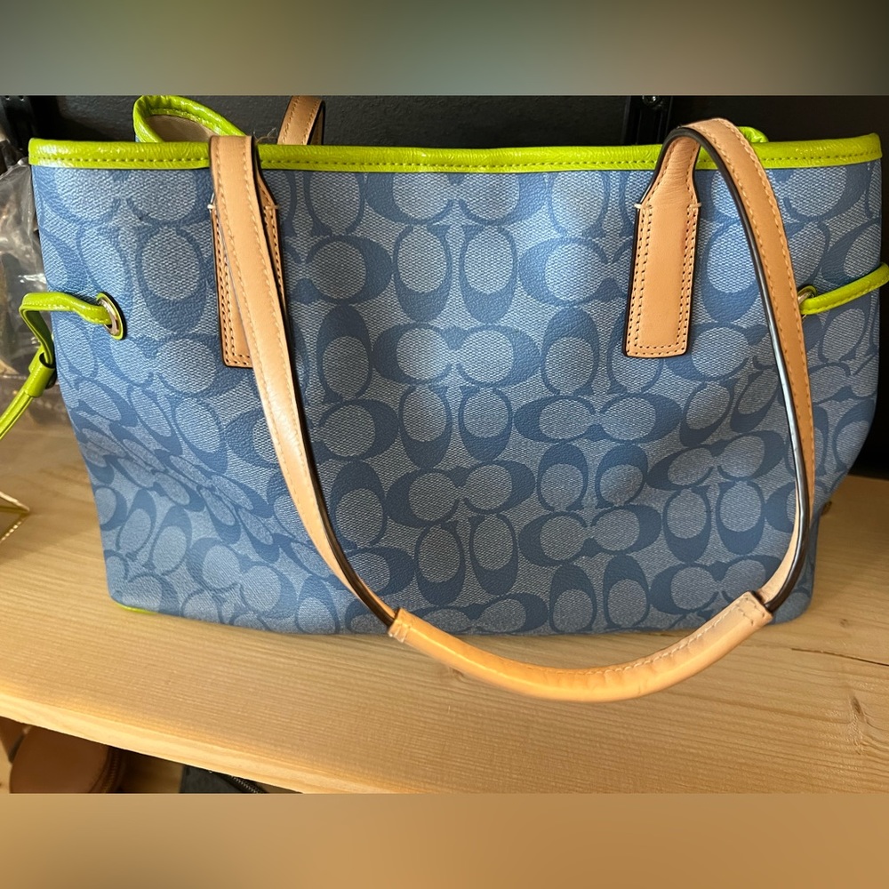 Like new Coach Blue and Green bag - Picture 2 of 6